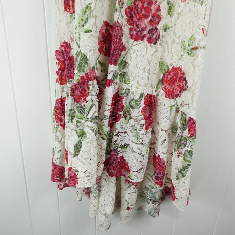 BCBGMaxazria Womens Floral Rose Dress Lace Overlay X-Small - Picture 8 of 13